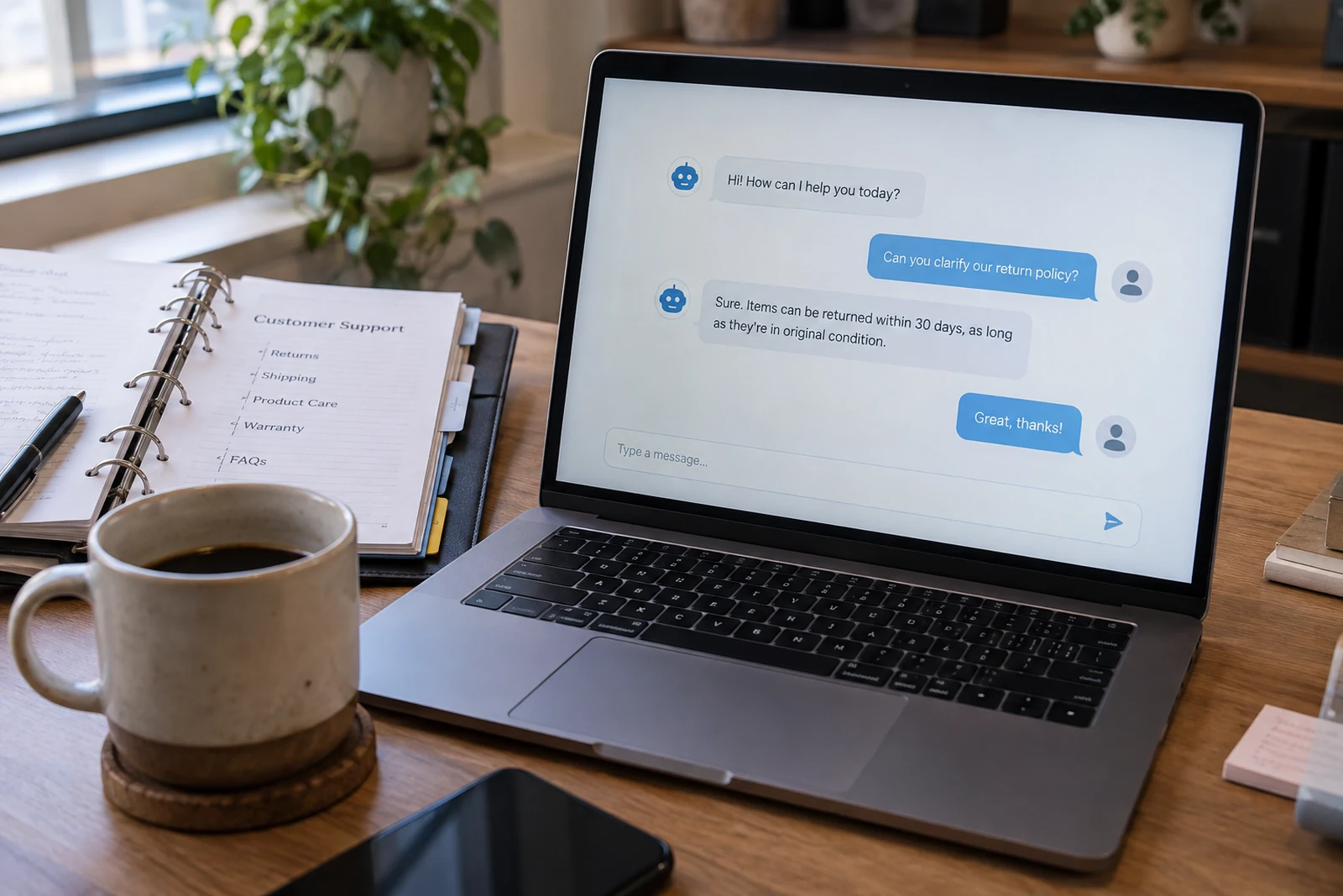 Business chatbot beside approved reference material