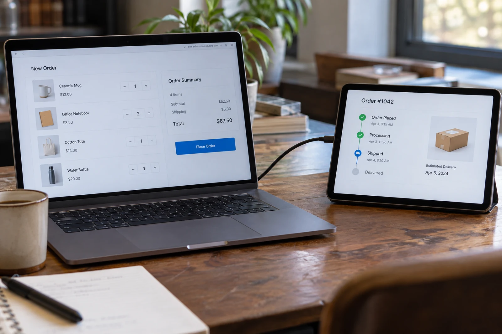 Connected business information across two systems