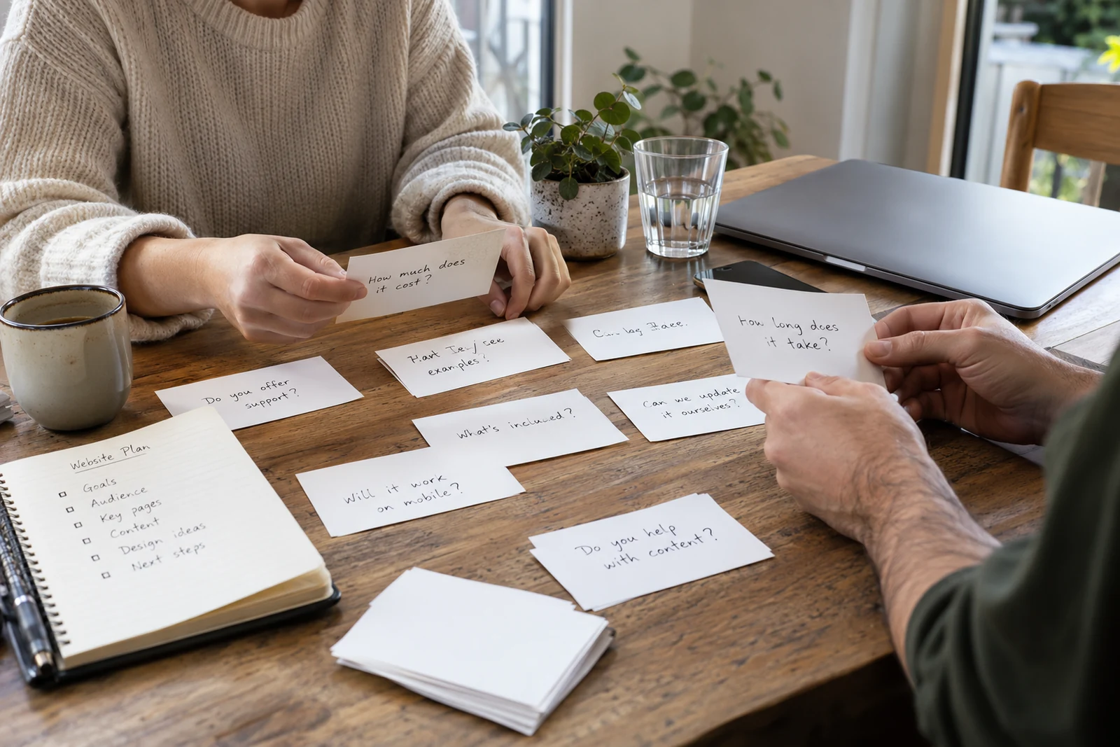 Reviewing visitor questions during website planning