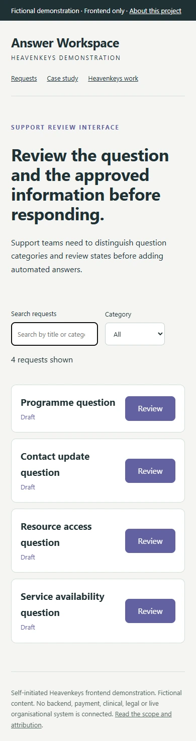 Answer Workspace — Mobile collection view
