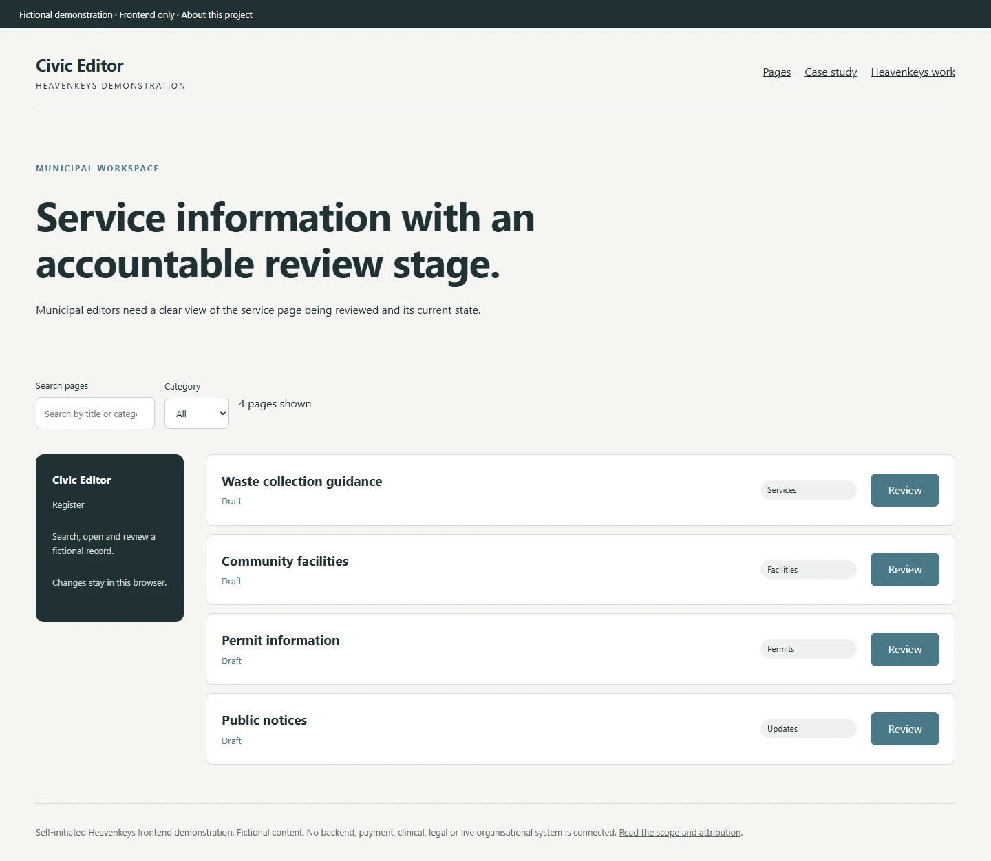 Civic Editor — Desktop collection view