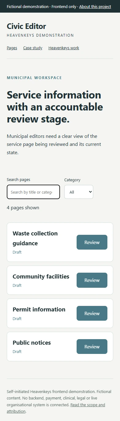 Civic Editor — Mobile collection view