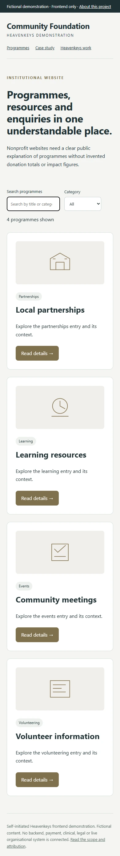 Community Foundation — Mobile collection view