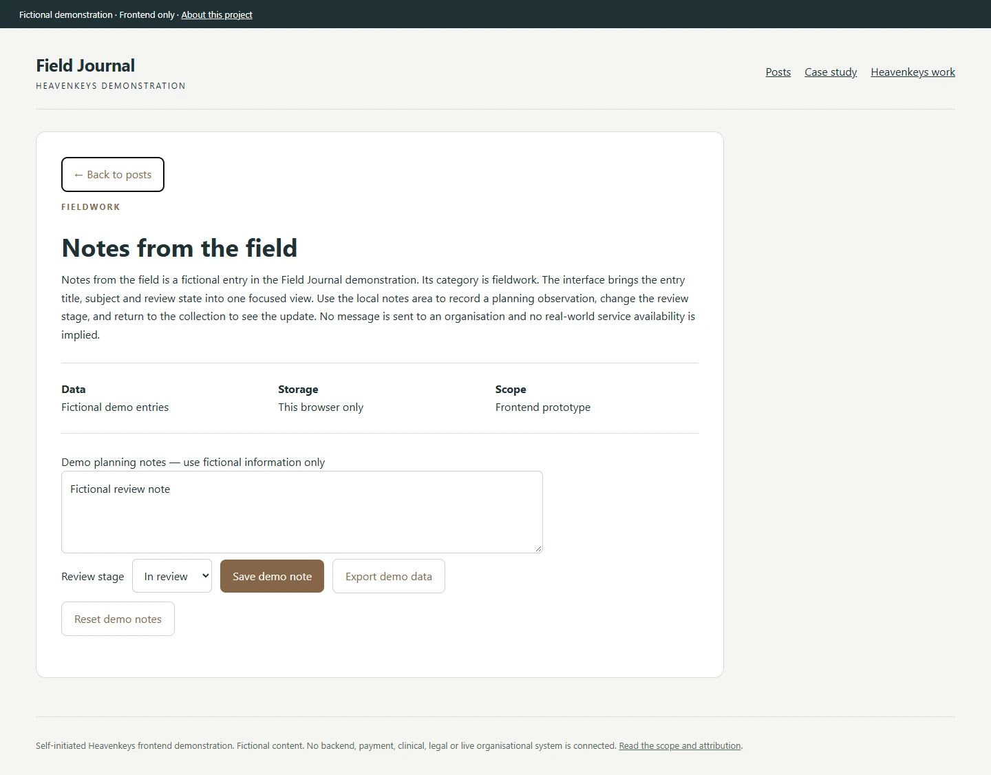 Field Journal — Entry detail and review view