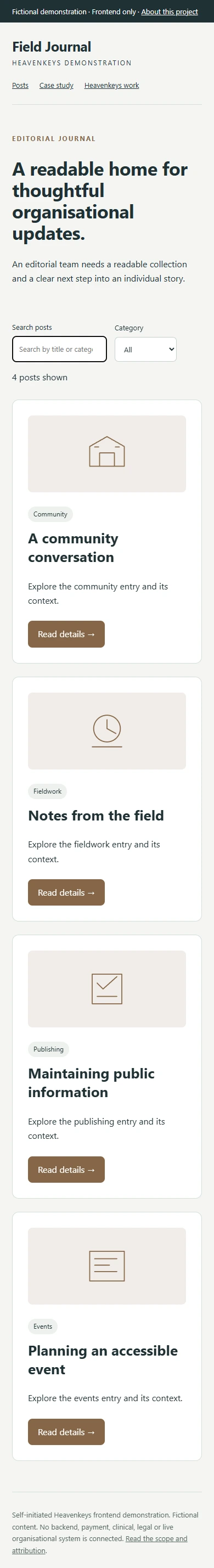 Field Journal — Mobile collection view