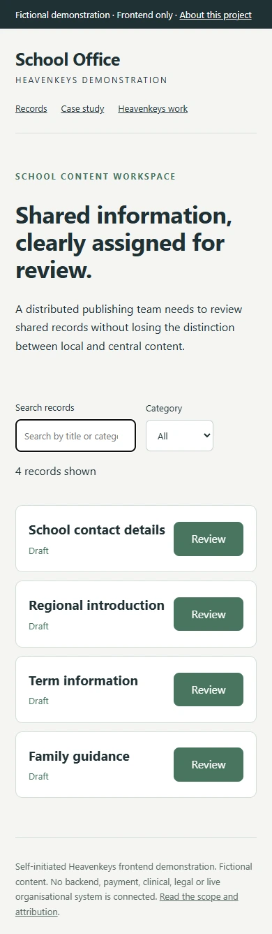 School Office — Mobile collection view