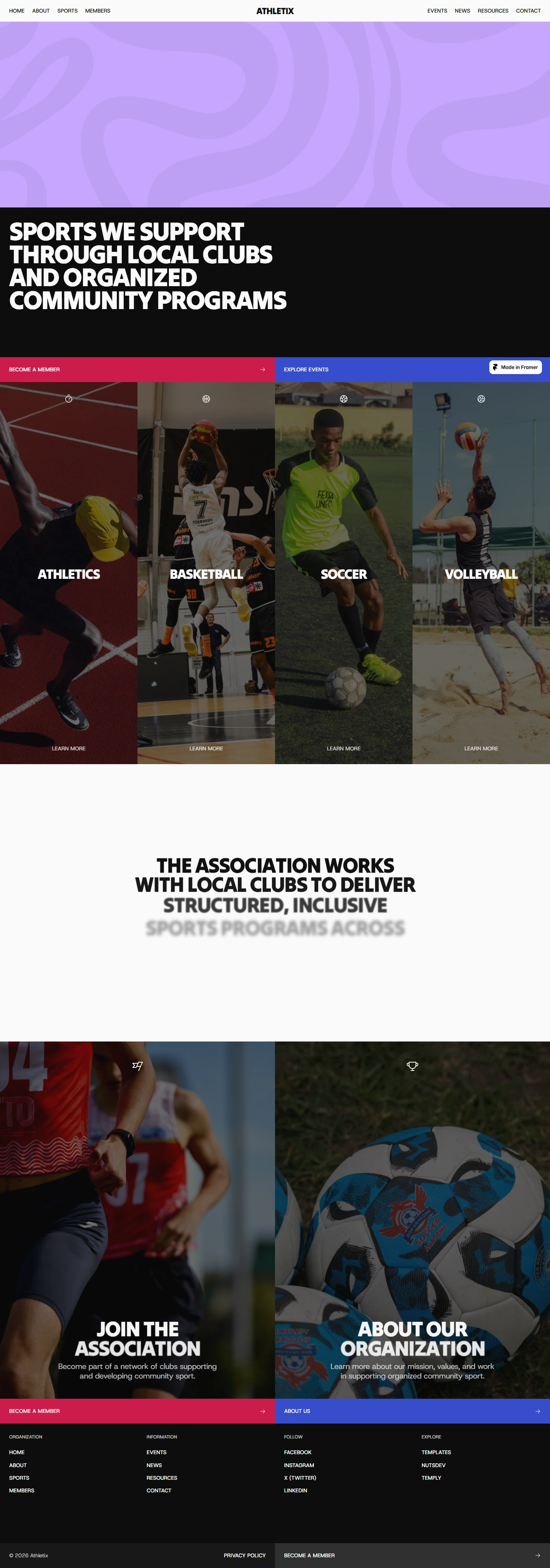 Athletix — Sports association website — SPORTS desktop screenshot