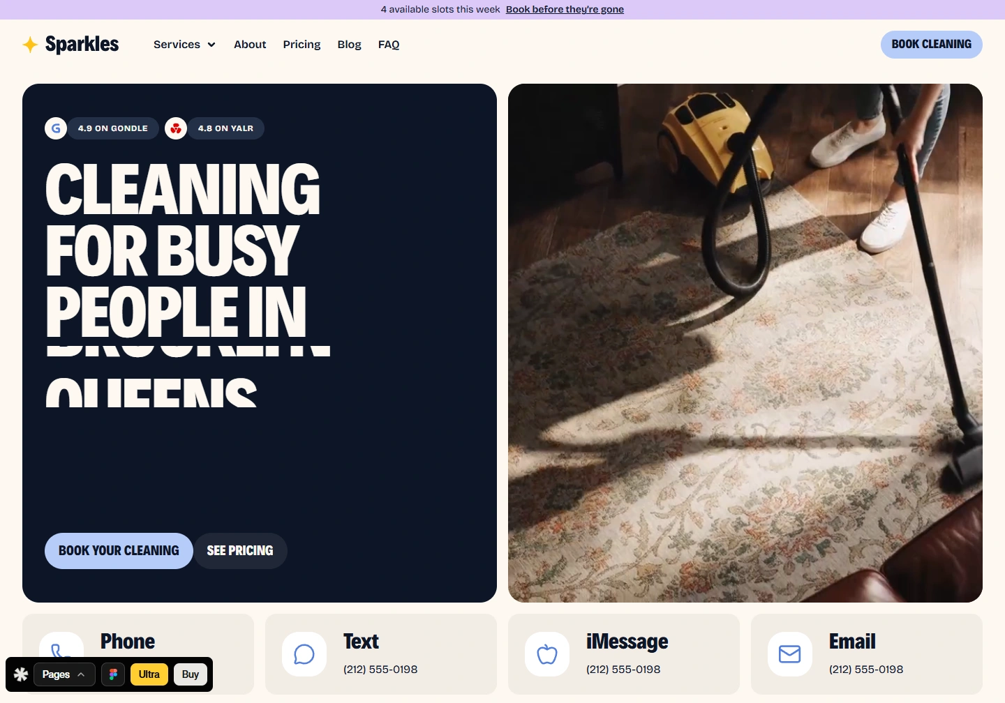Sparkles — Cleaning services website