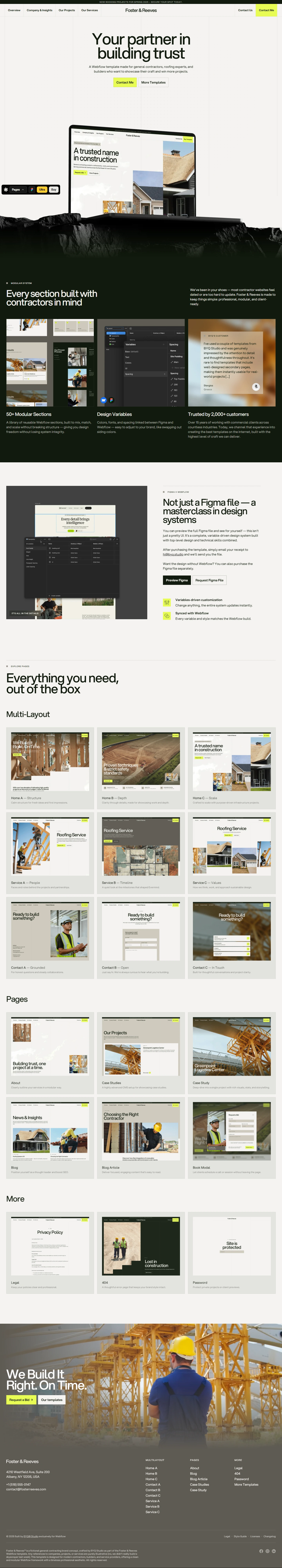 Foster & Reeves — General contracting website — Overview desktop screenshot