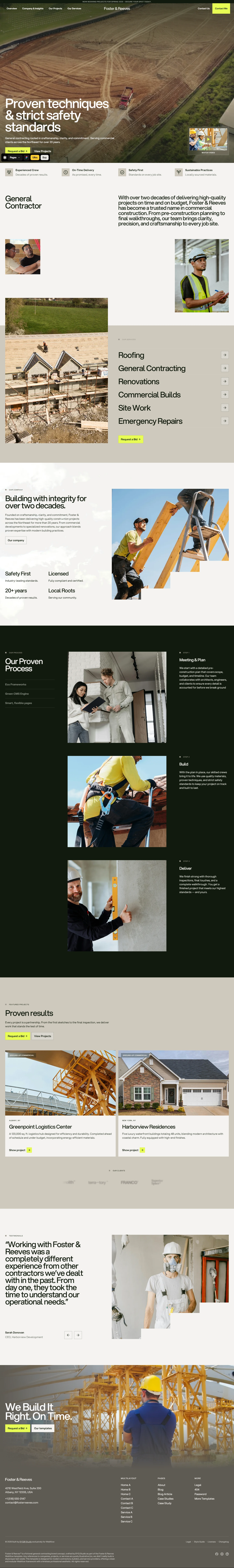 Foster & Reeves — General contracting website — Home B desktop screenshot