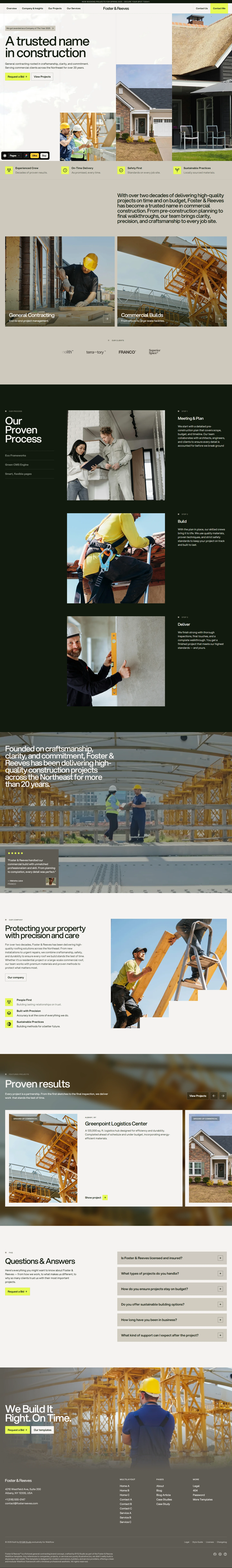 Foster & Reeves — General contracting website — Home C desktop screenshot