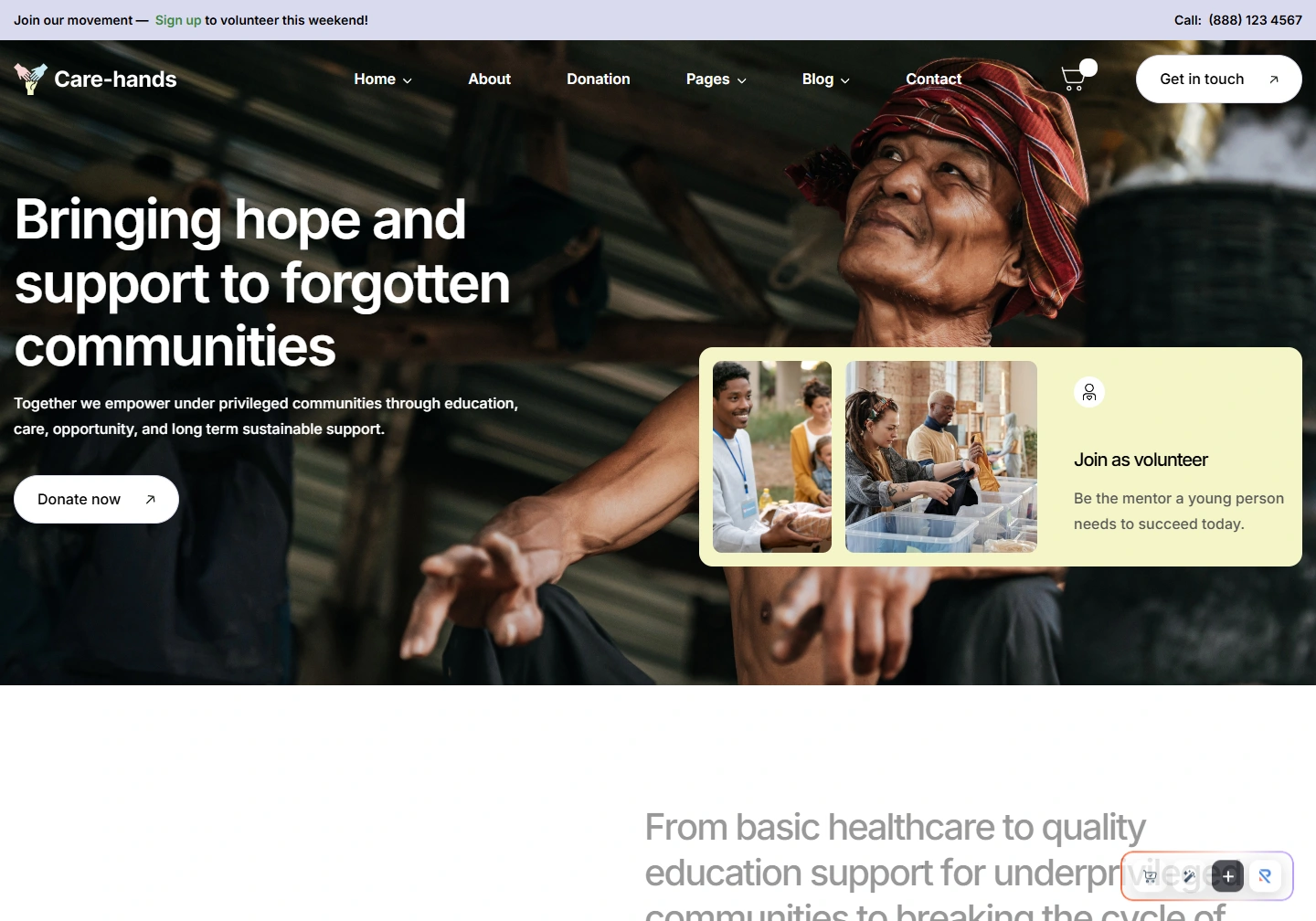 Care-hands — website example