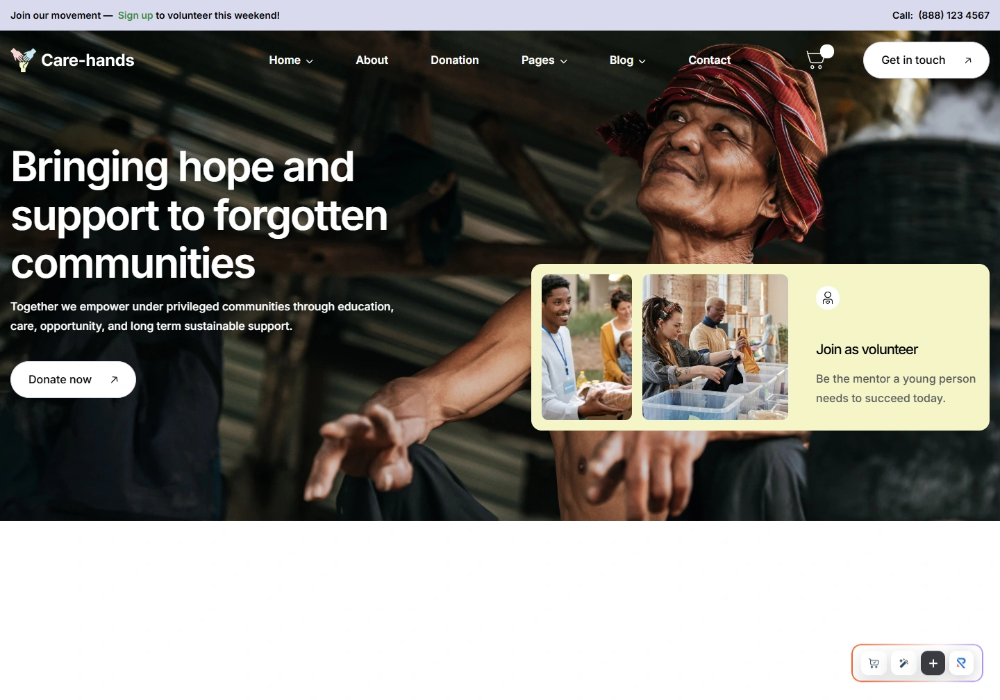 Care-hands — Nonprofit fundraising website
