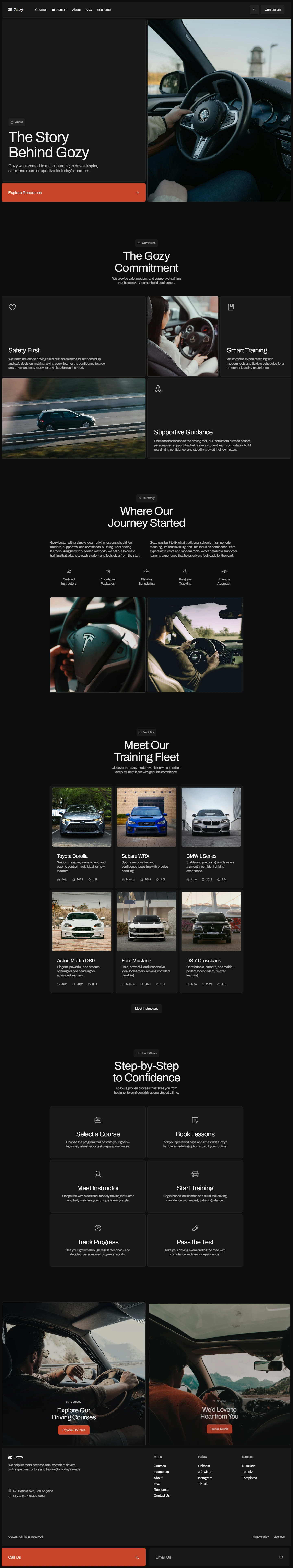 Gozy — Driving school website — About desktop screenshot