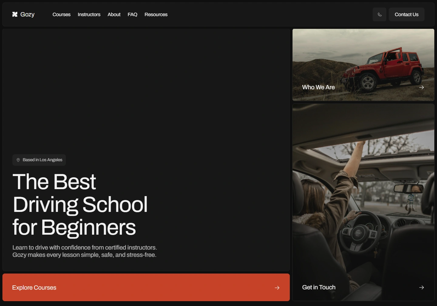 Gozy — Driving school website