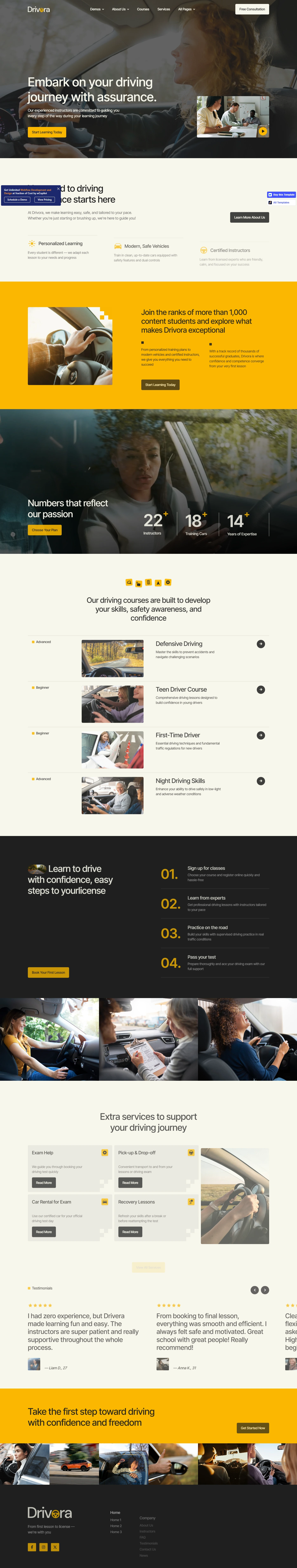 Drivora — Driving school website — Home 2 desktop screenshot