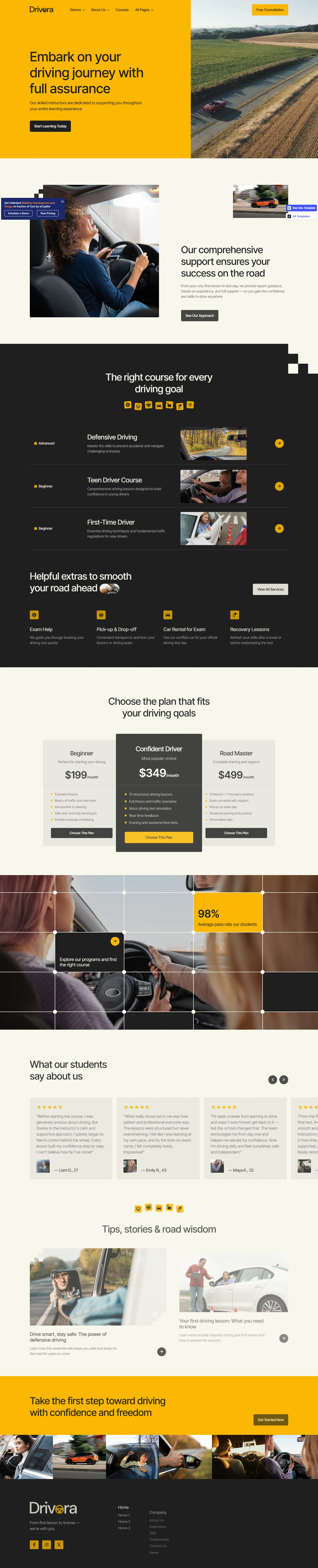 Drivora — Driving school website — Home 3 desktop screenshot