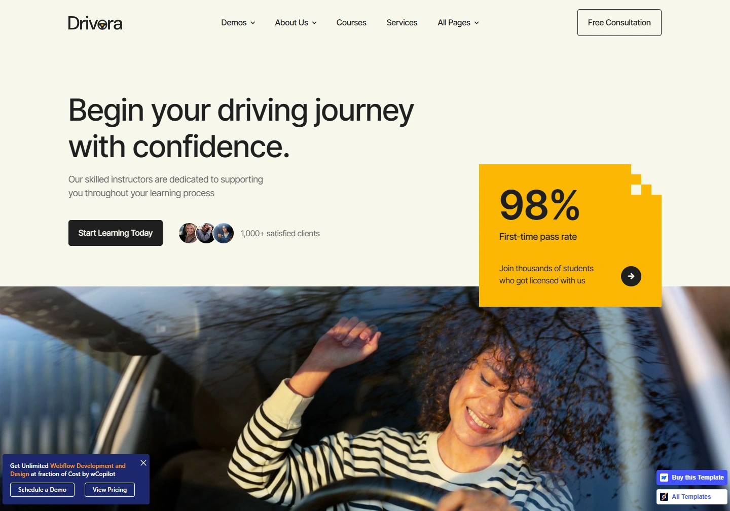 Drivora — Driving school website