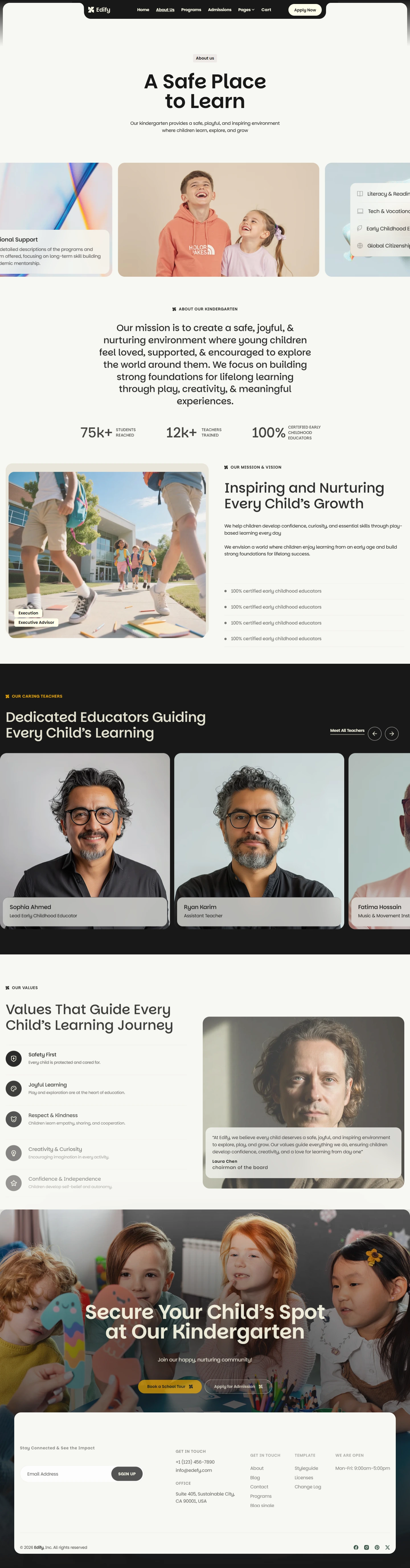 Edefy — Early education website — About us desktop screenshot
