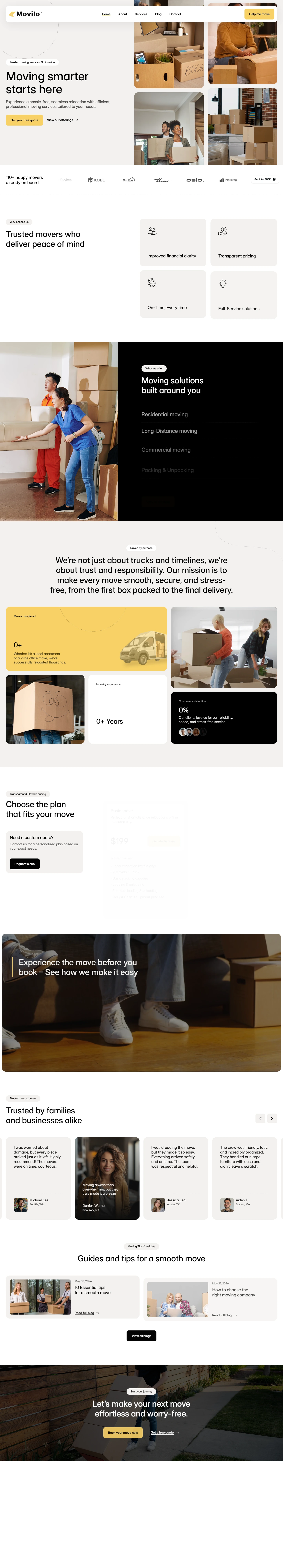 Movilo — Moving services website — Homepage desktop screenshot