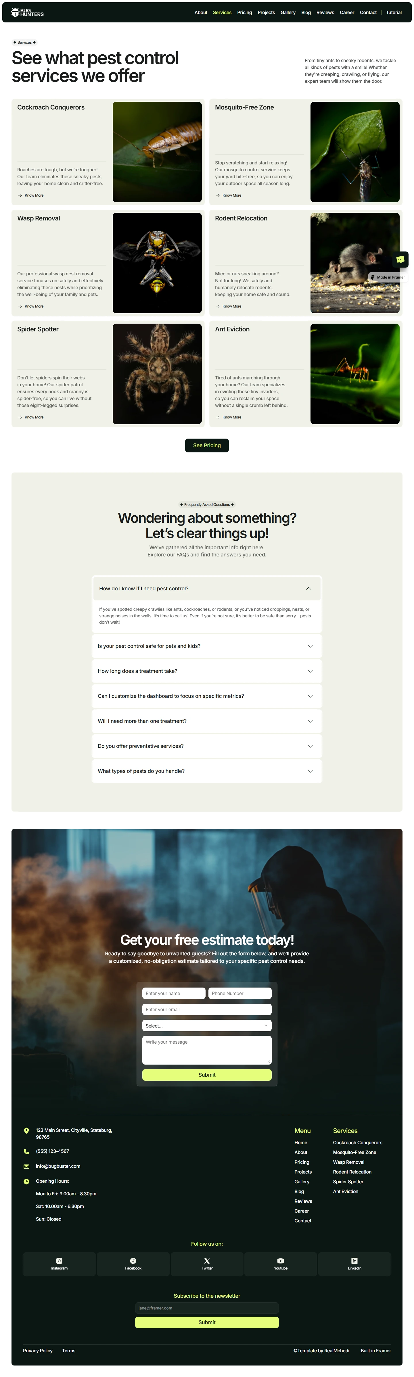 ServiceHub — Pest control website — Services desktop screenshot