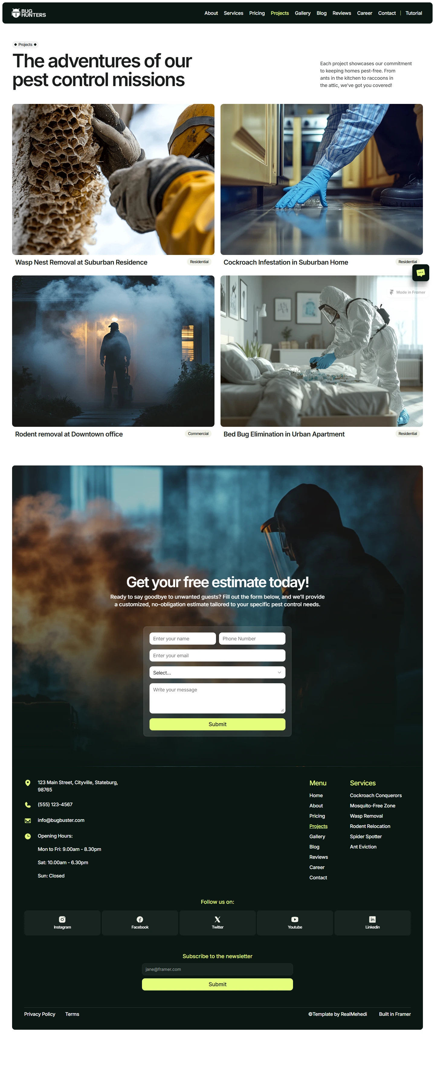 ServiceHub — Pest control website — Projects desktop screenshot