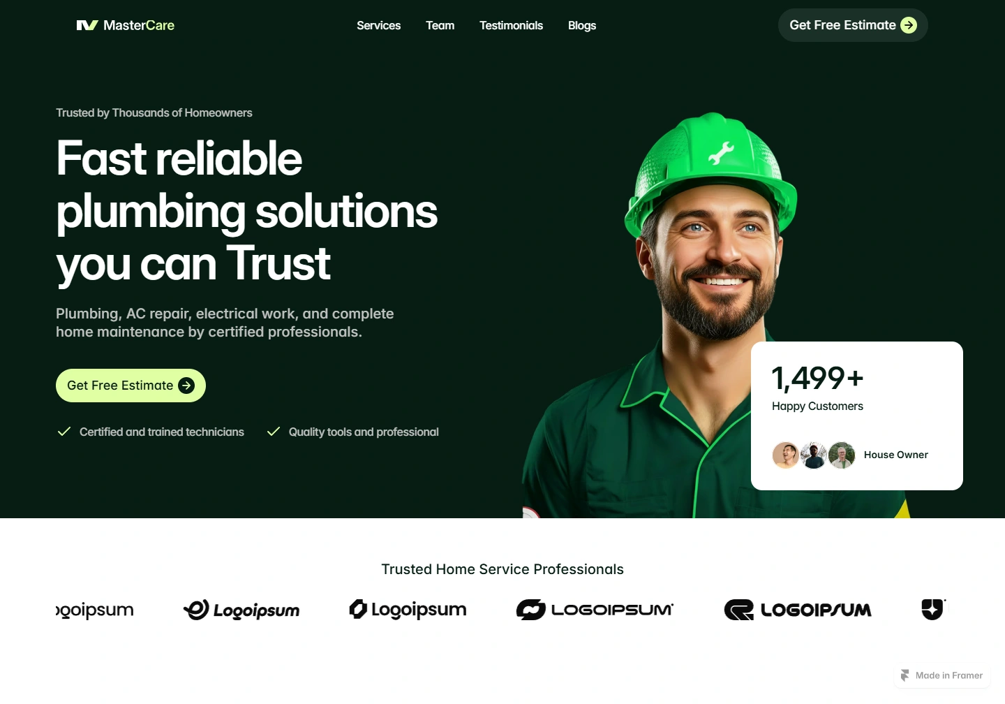 Mastercare — Plumbing and home repair website