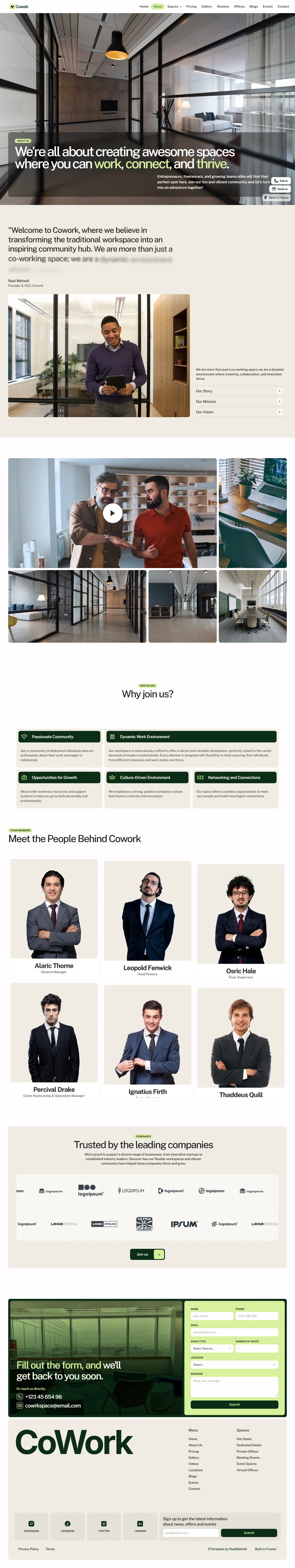 Cowork — Coworking website — About desktop screenshot
