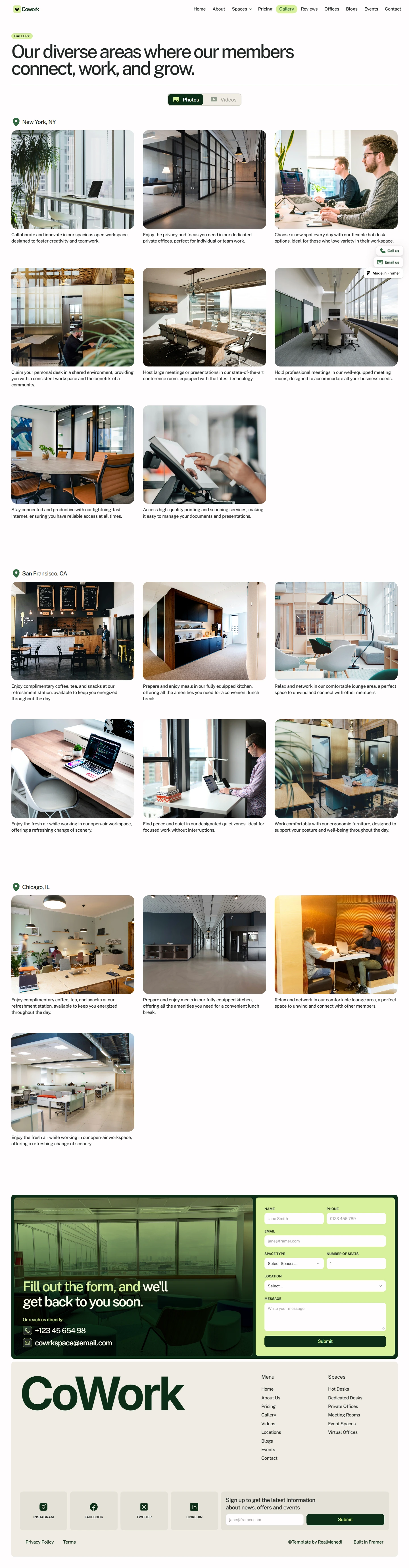 Cowork — Coworking website — Gallery desktop screenshot