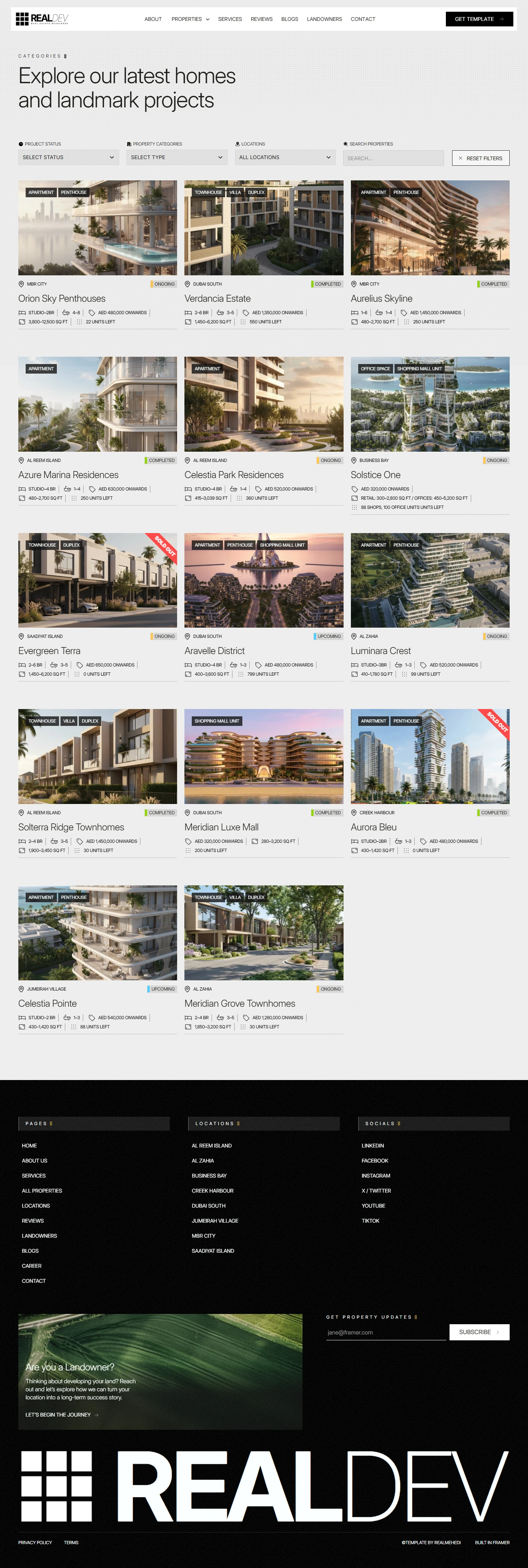 RealDev — Real estate development website — S desktop screenshot
