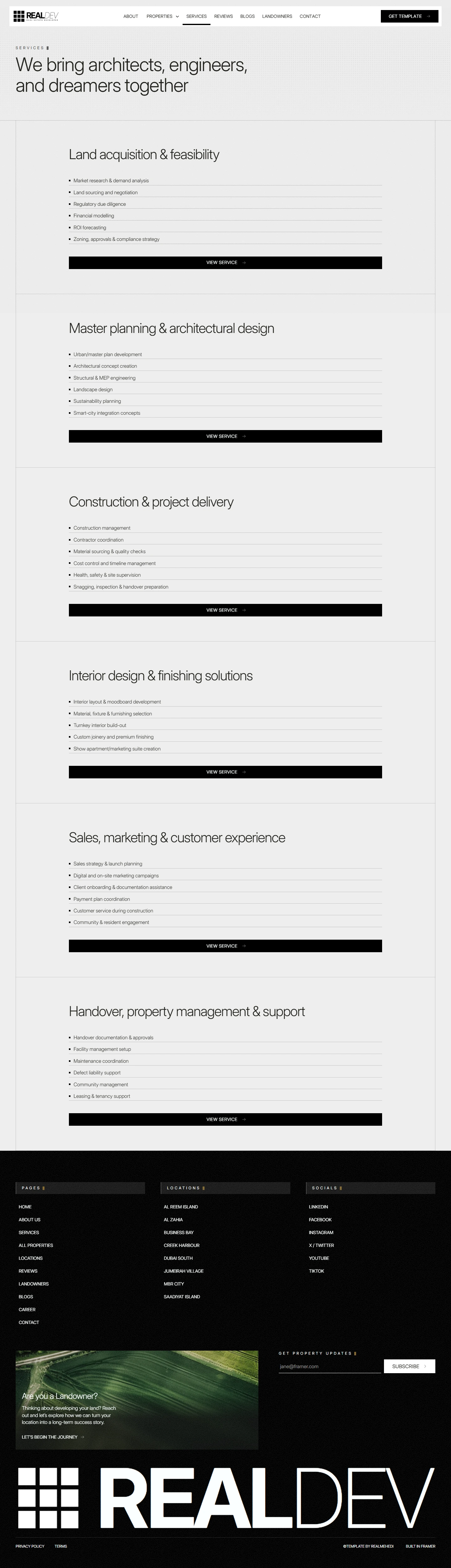 RealDev — Real estate development website — S desktop screenshot