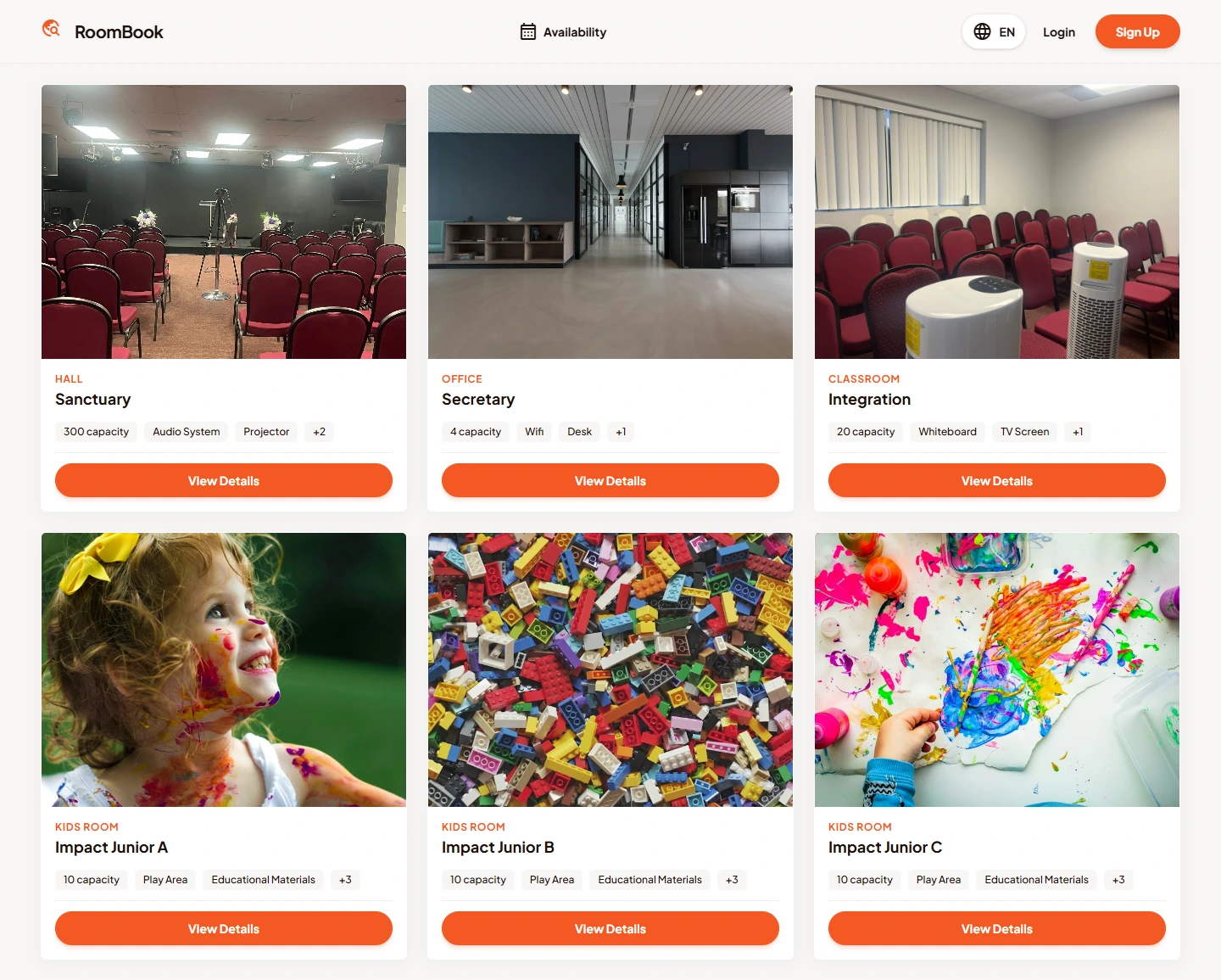 RoomBook — Room booking application — Homepage desktop screenshot