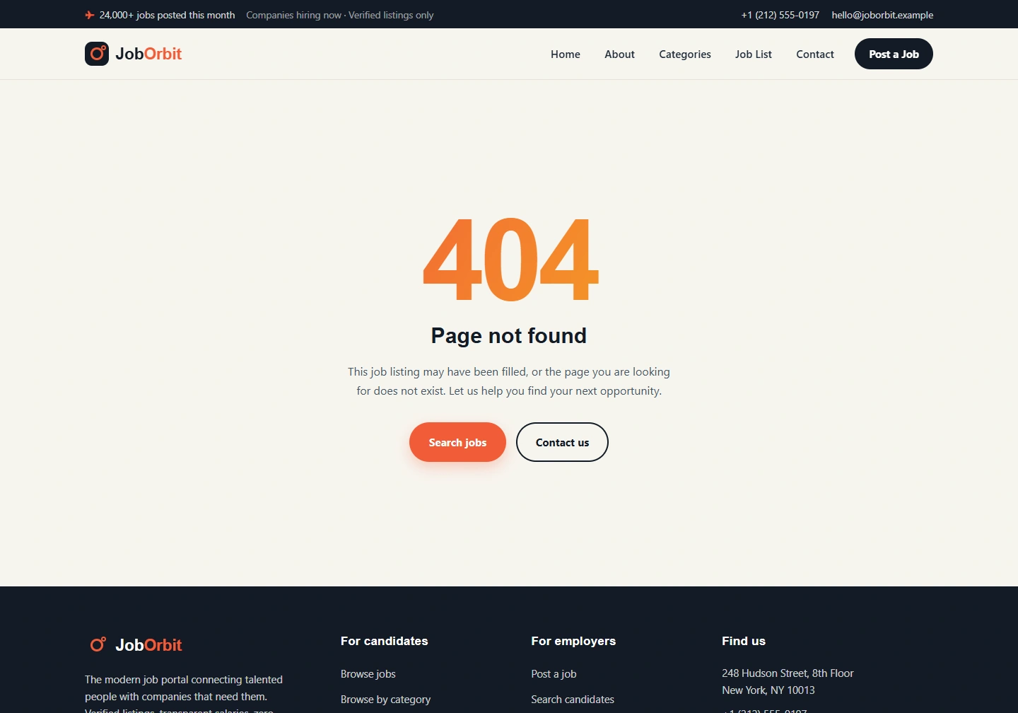 Job portal website demo — original design screenshot
