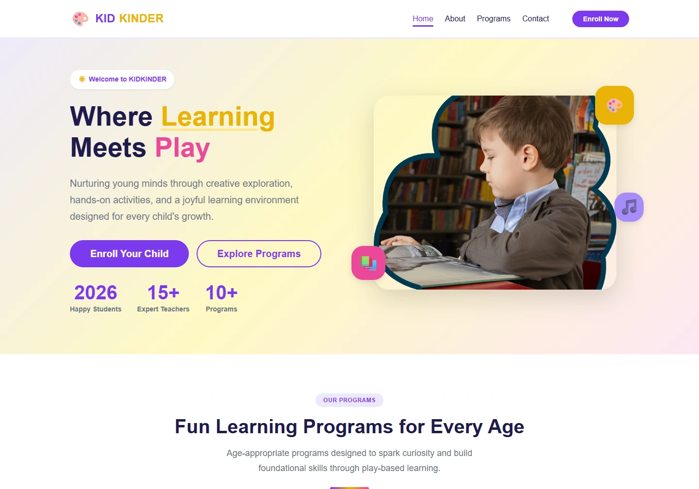 Children education — Education website — original design screenshot