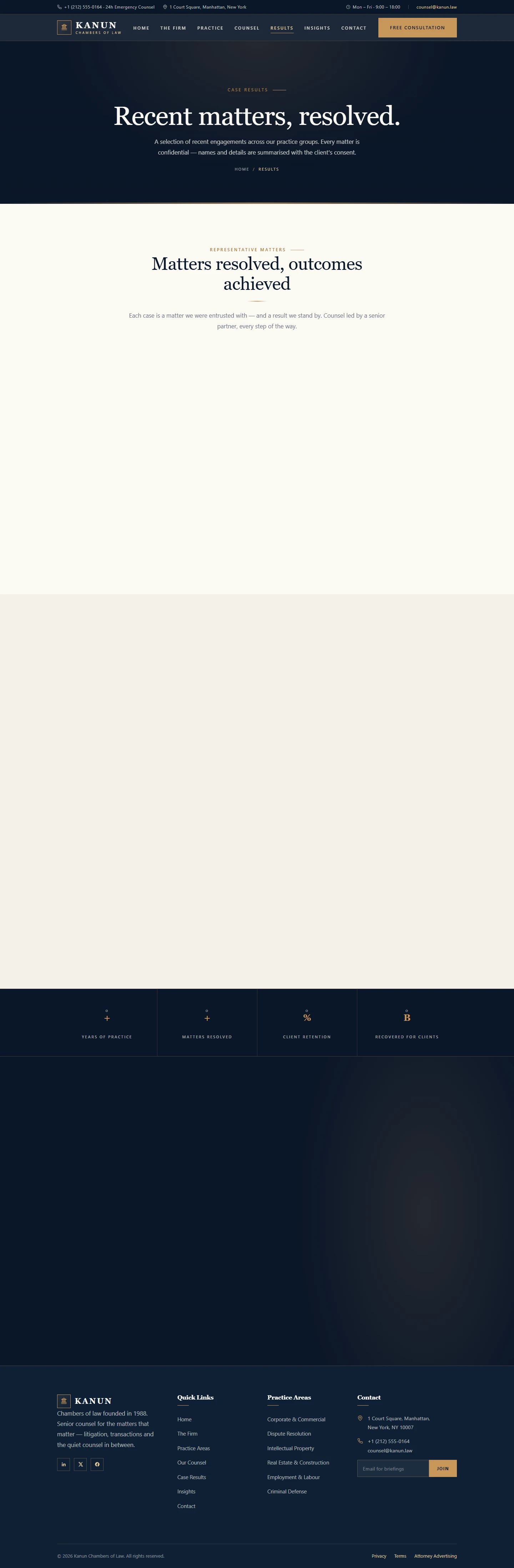 Law firm — Law firm website: Portfolio desktop page