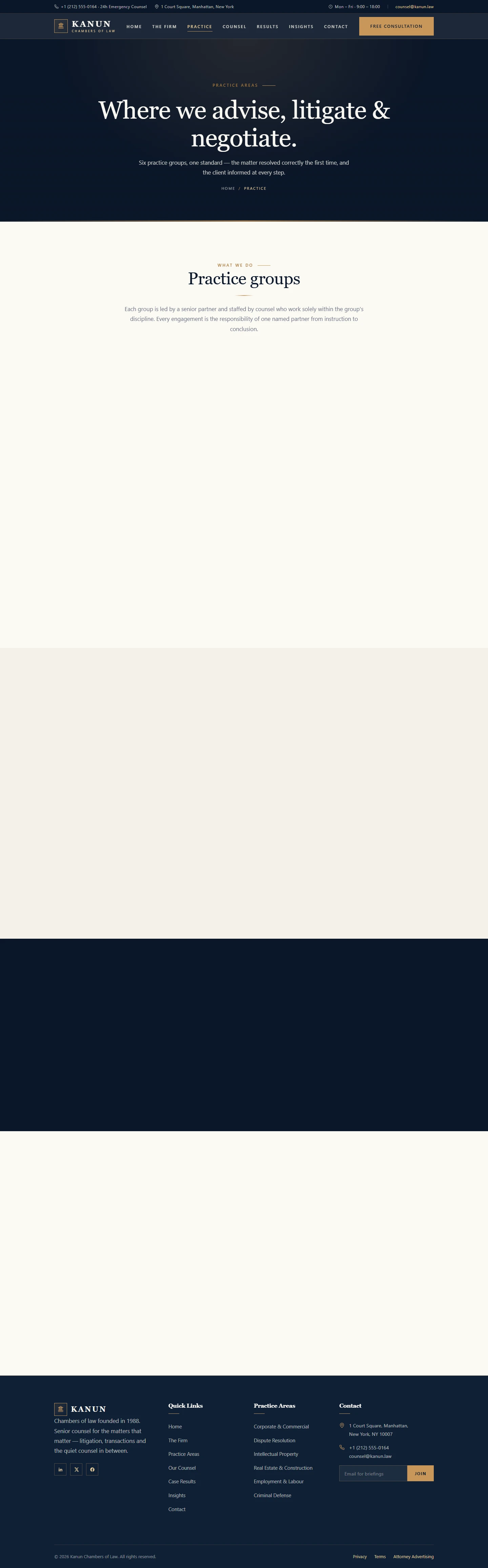 Law firm — Law firm website: Service desktop page