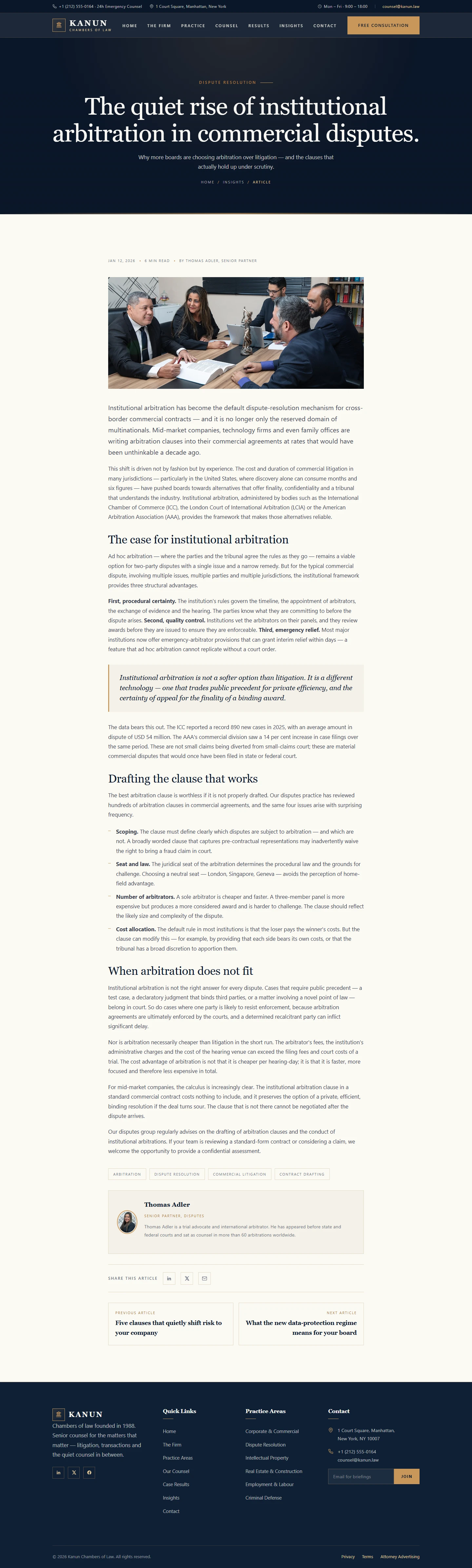 Law firm — Law firm website: Single desktop page