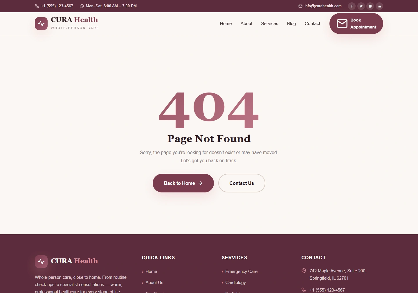 Medical clinic website demo — original design screenshot