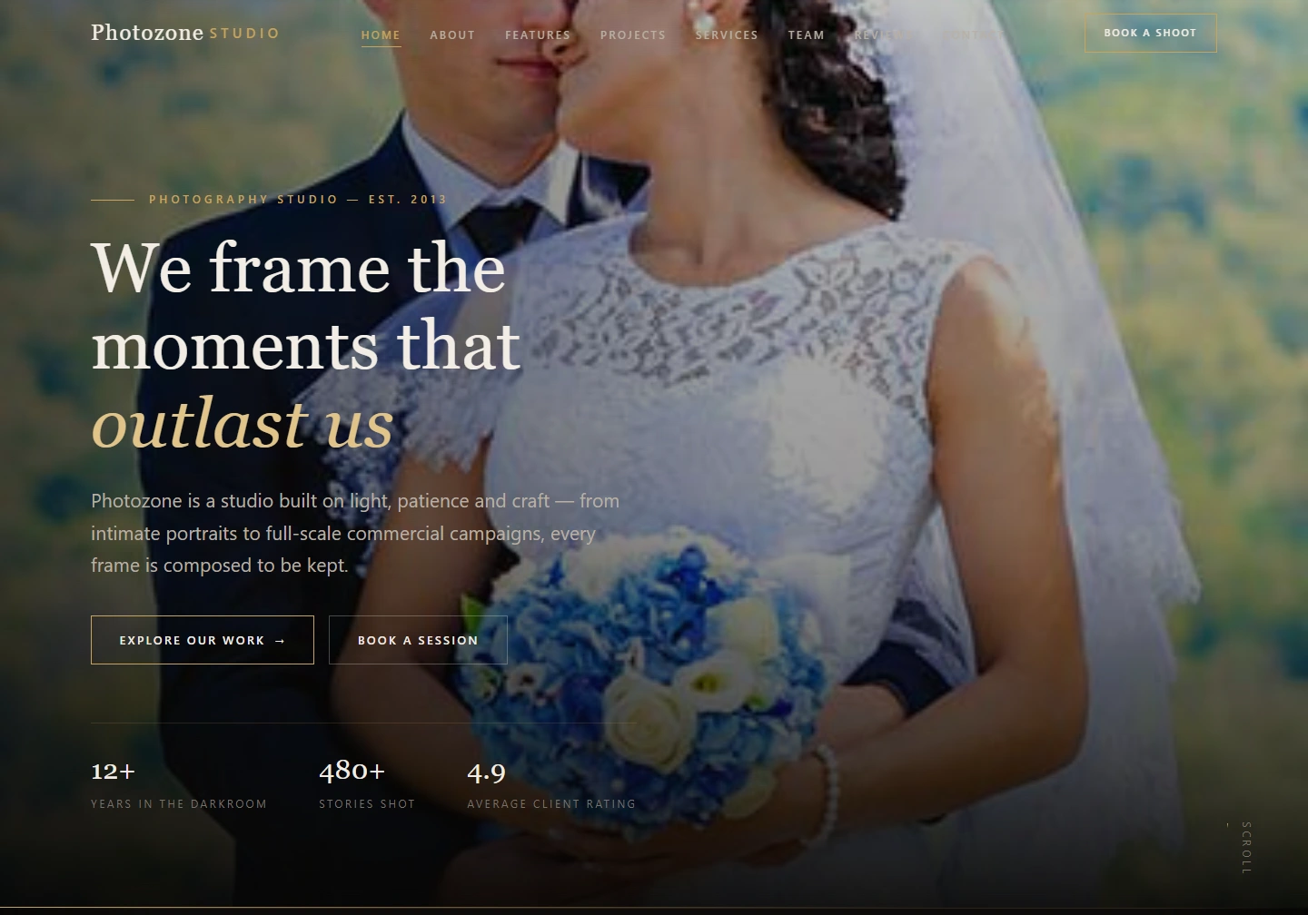 Photography studio website demo — original design screenshot