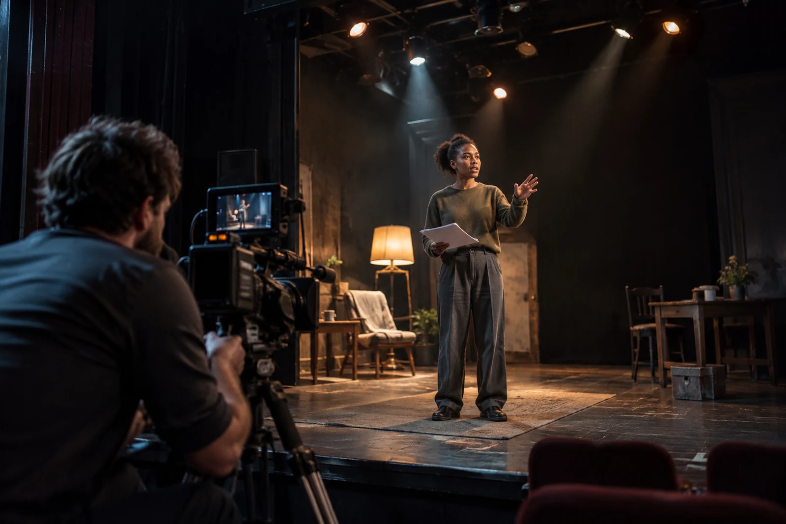 Performance rehearsal and production equipment in a theatre