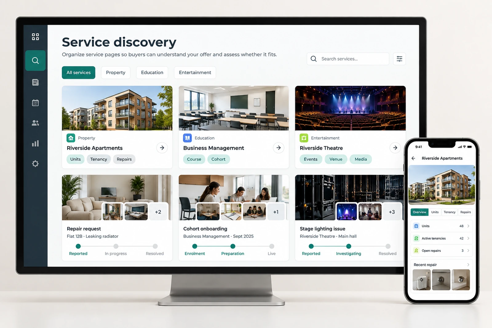 B2B & professional services — Service discovery interface concept
