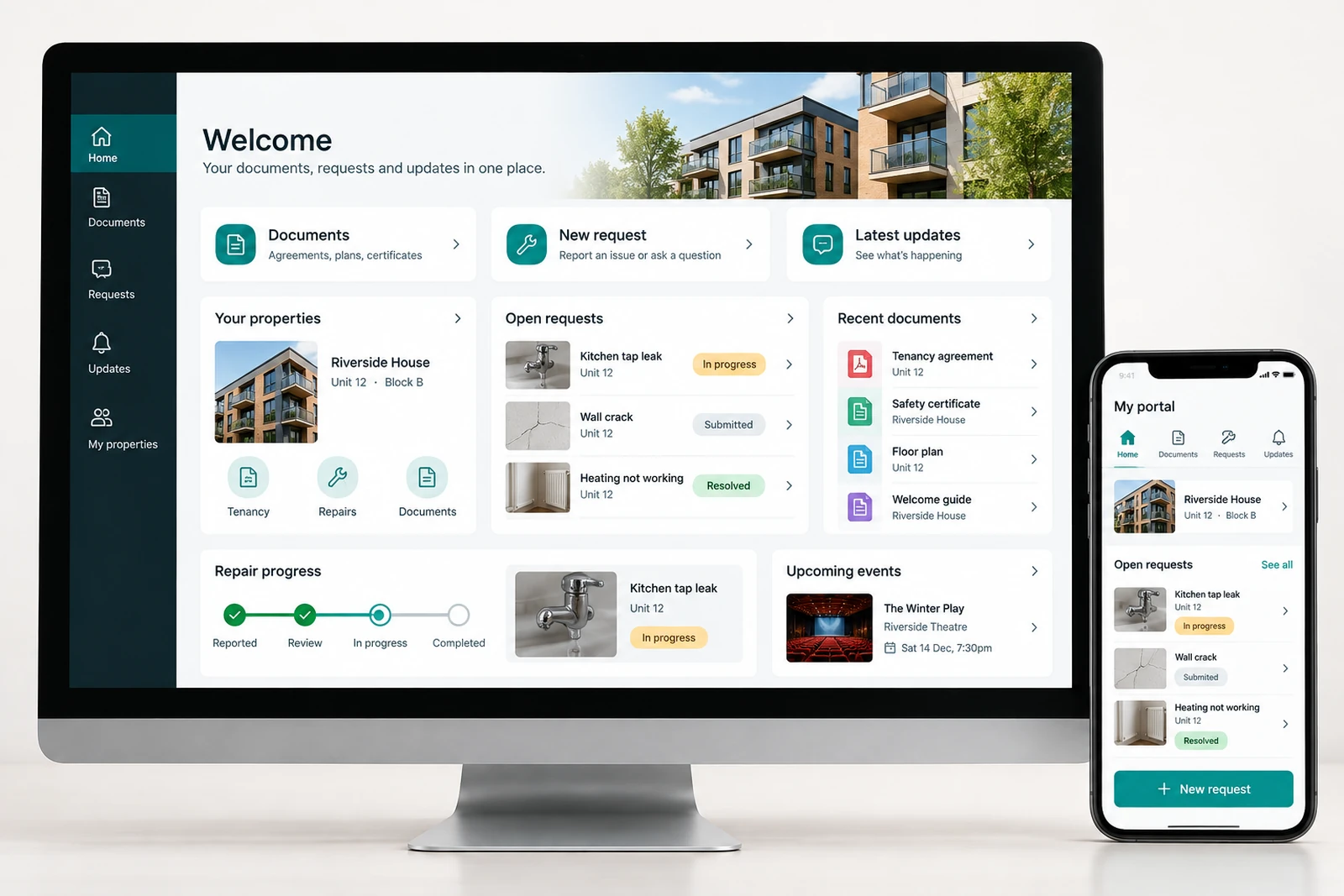 B2B & professional services — Customer document portals interface concept