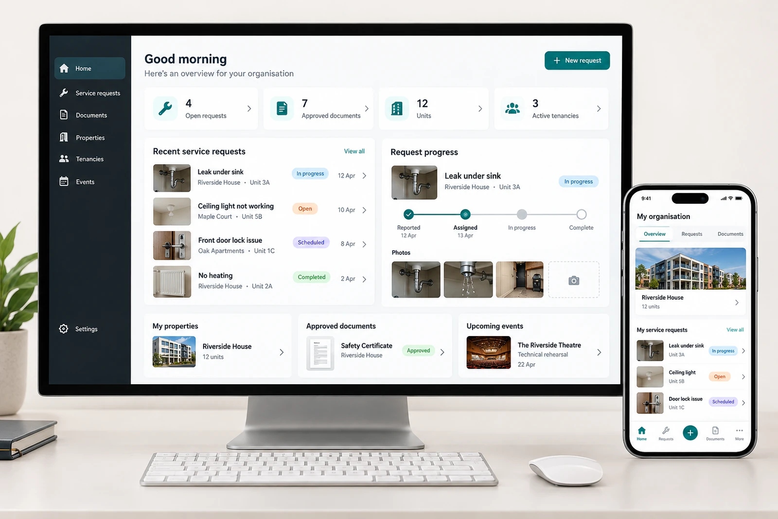 B2B & professional services — Customer and account workspace interface concept