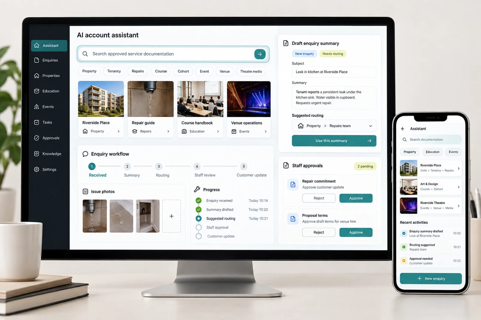 B2B & professional services — AI account assistant interface concept