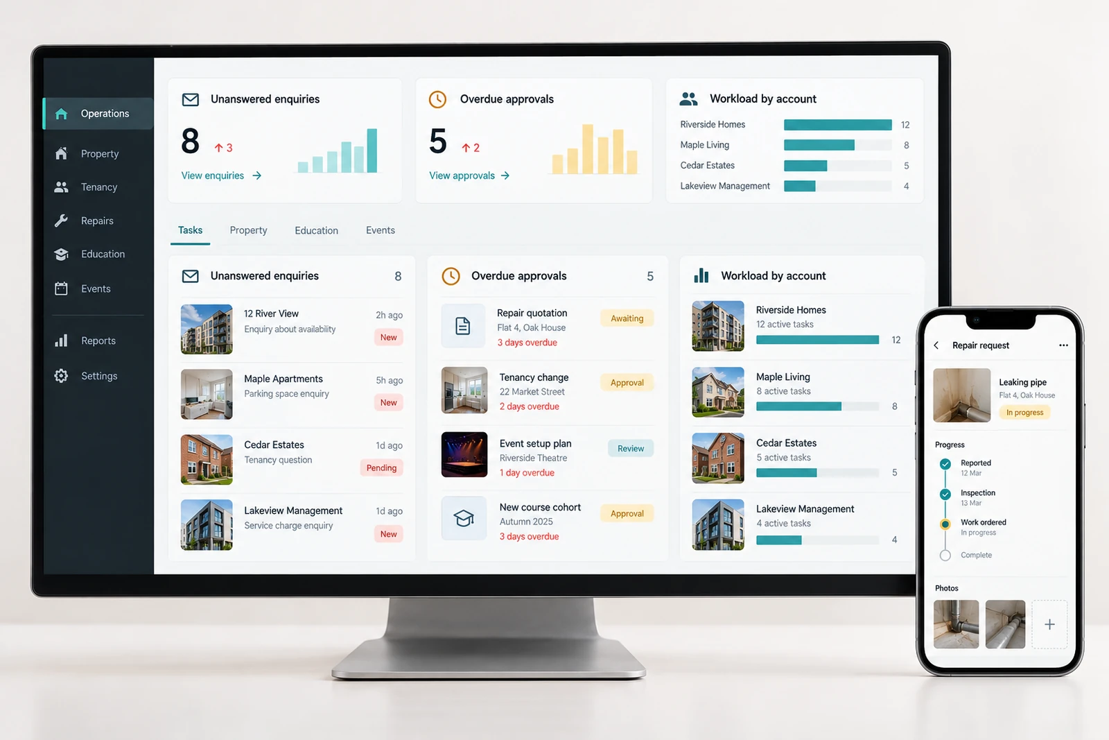 B2B & professional services — Operations reporting interface concept