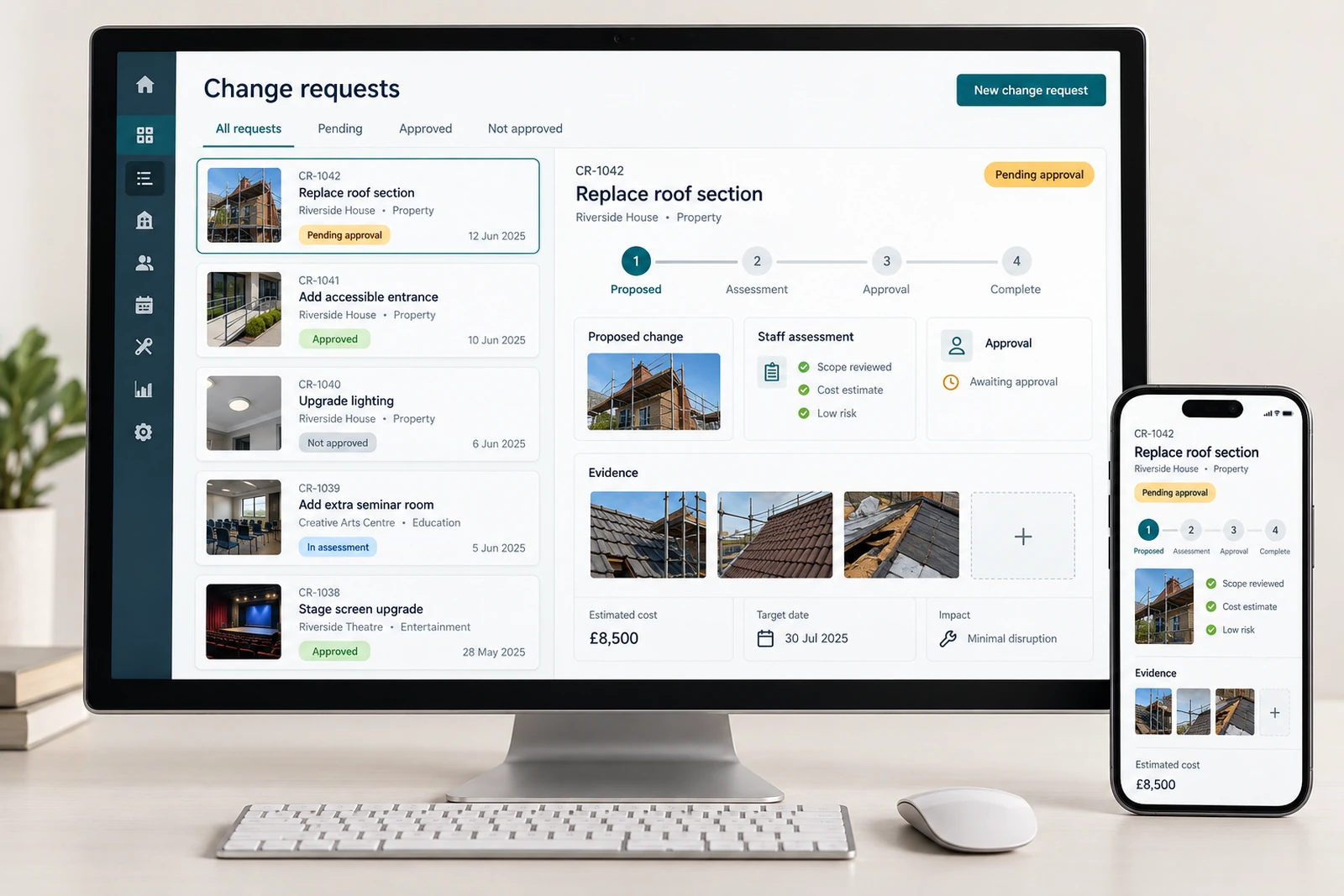 B2B & professional services — Approval and change requests interface concept