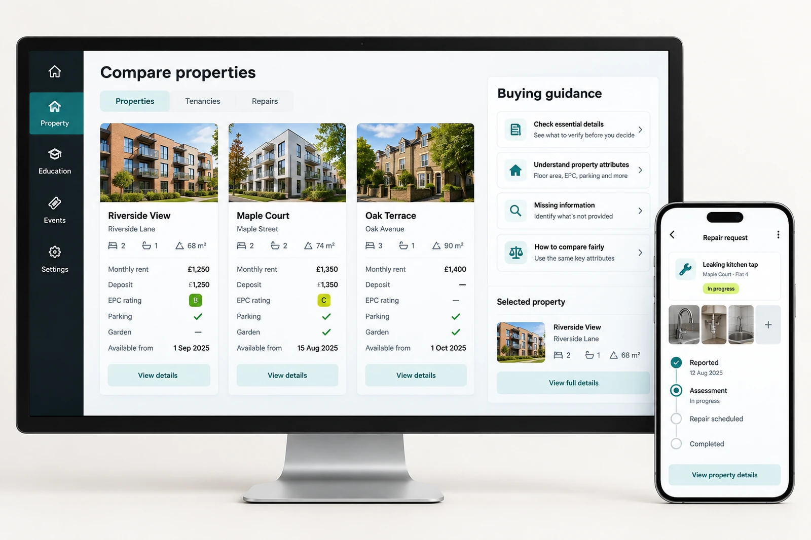 Consumer businesses — Product comparison and buying guidance interface concept
