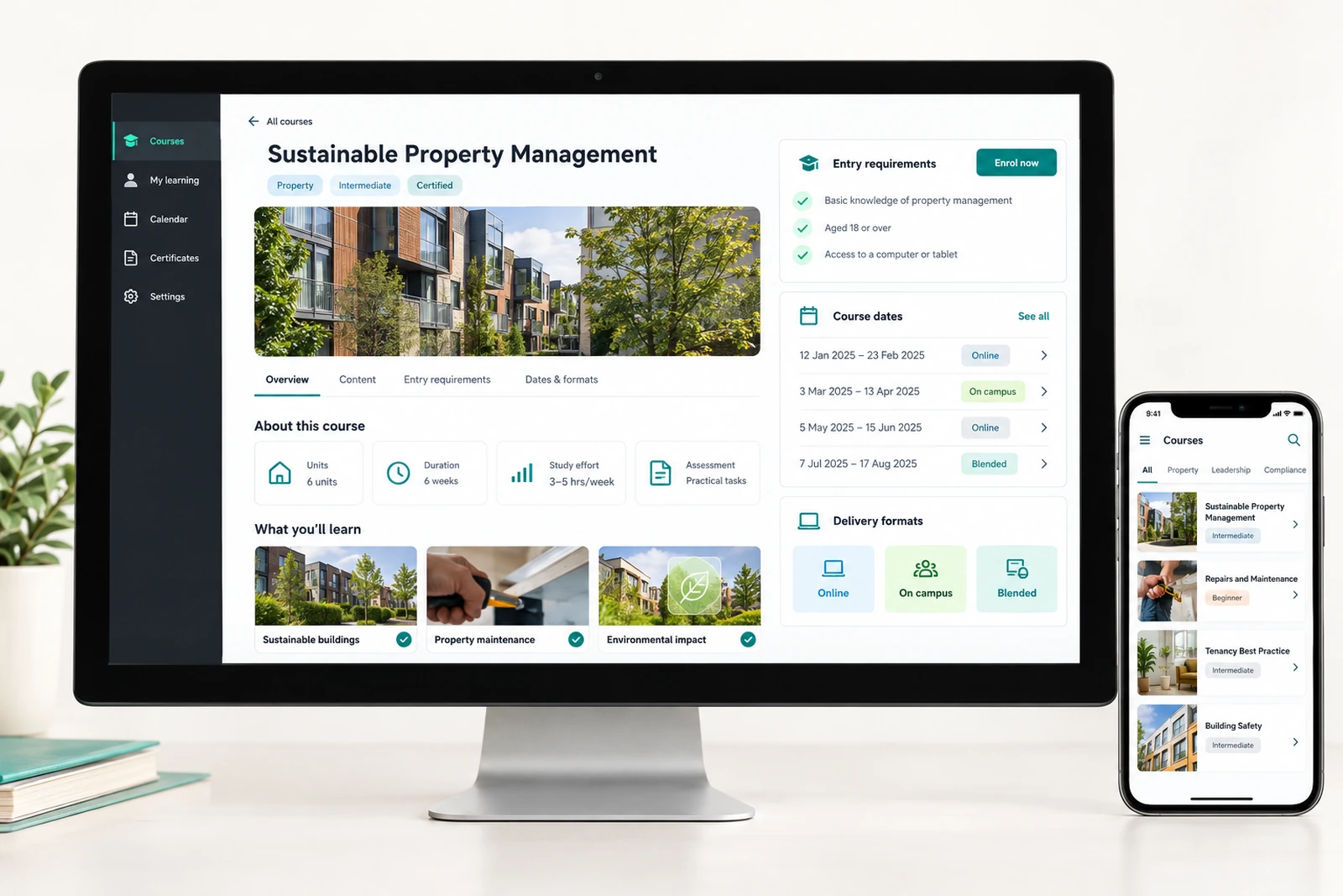 Education & learning — Course information interface concept