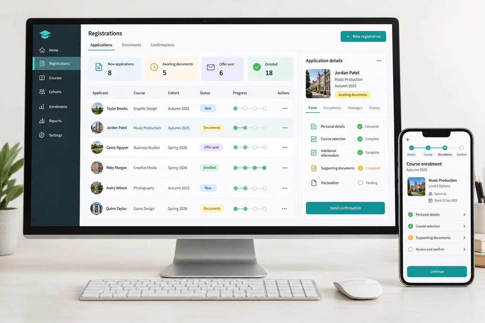 Education & learning — Registration workflows interface concept