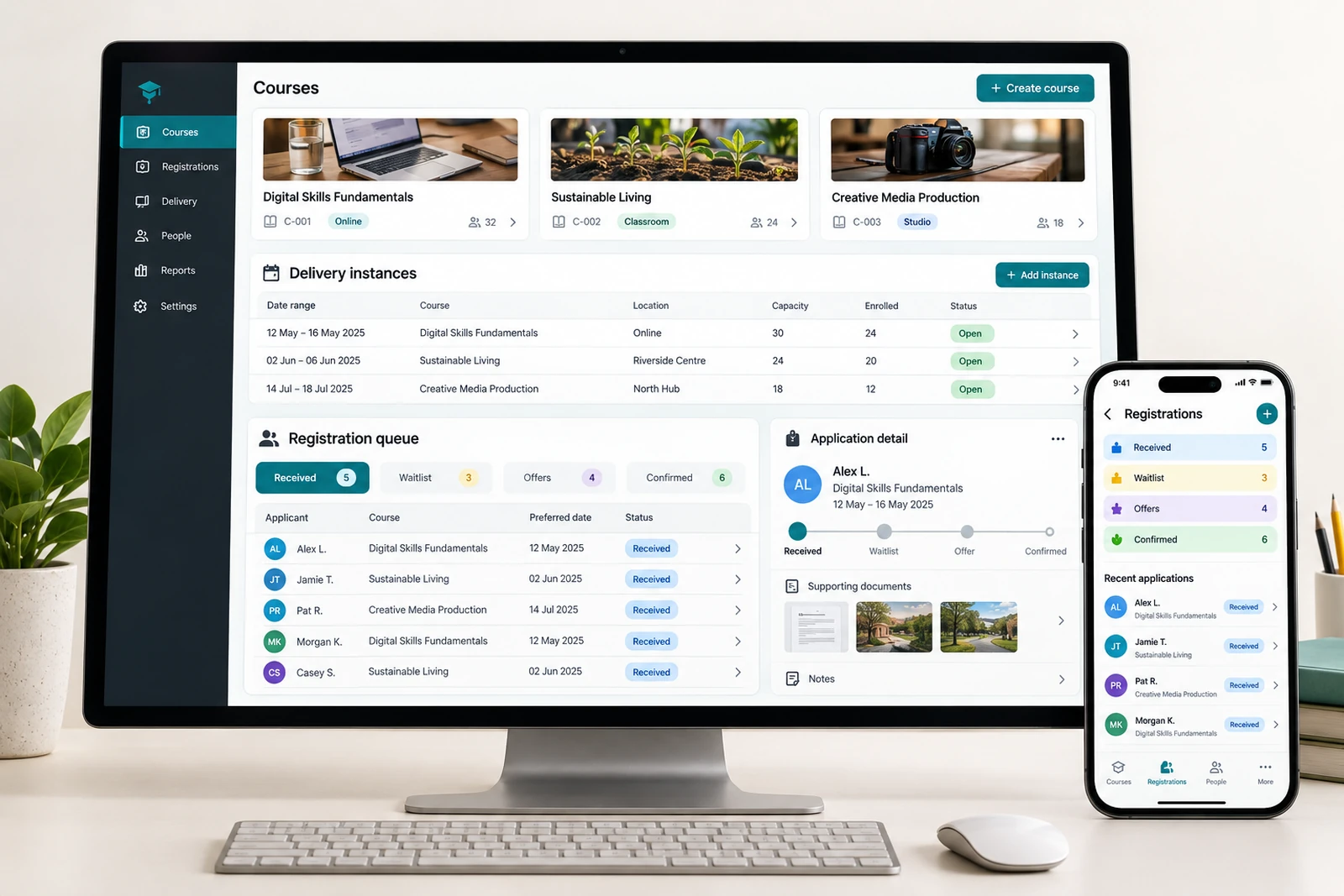 Education & learning — Course and registration platform interface concept